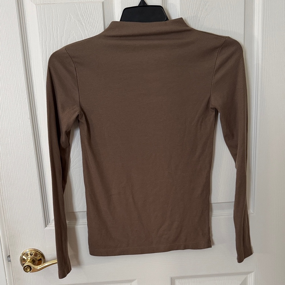 Zara Brown Long Sleeve Women's Top mock neck size small
